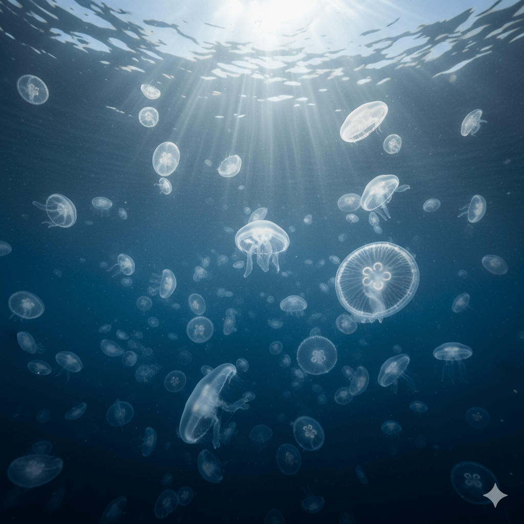 Underwater jellyfish bloom